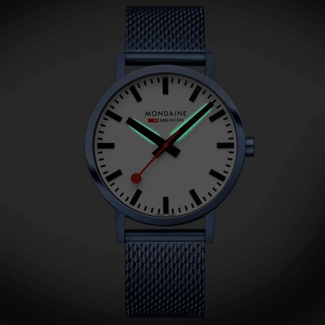 Classic, Brushed Steel, 40 mm, Blue Stainless Steel Watch - Image 2