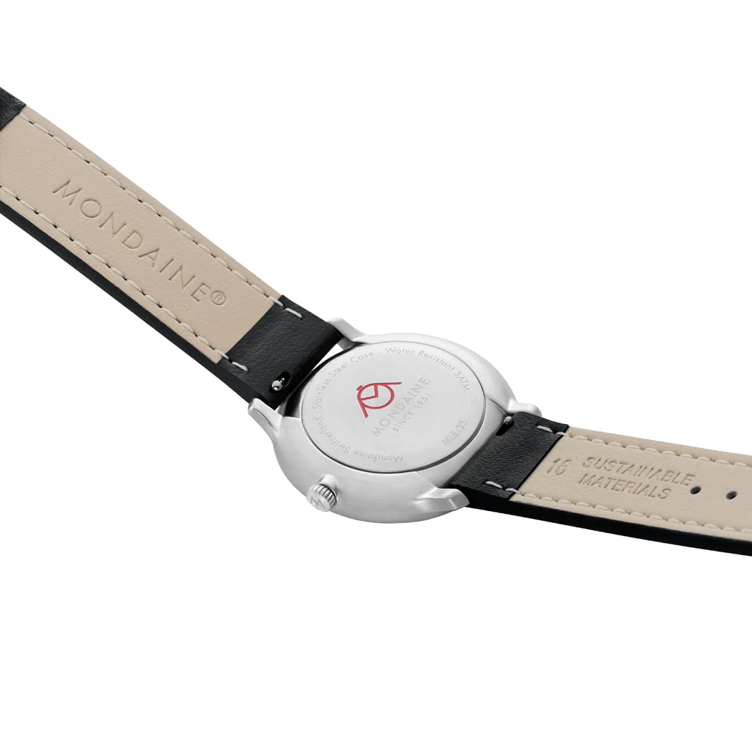 Doppio, Brushed Steel, 33 mm, Black Vegan Grape Leather - Image 3
