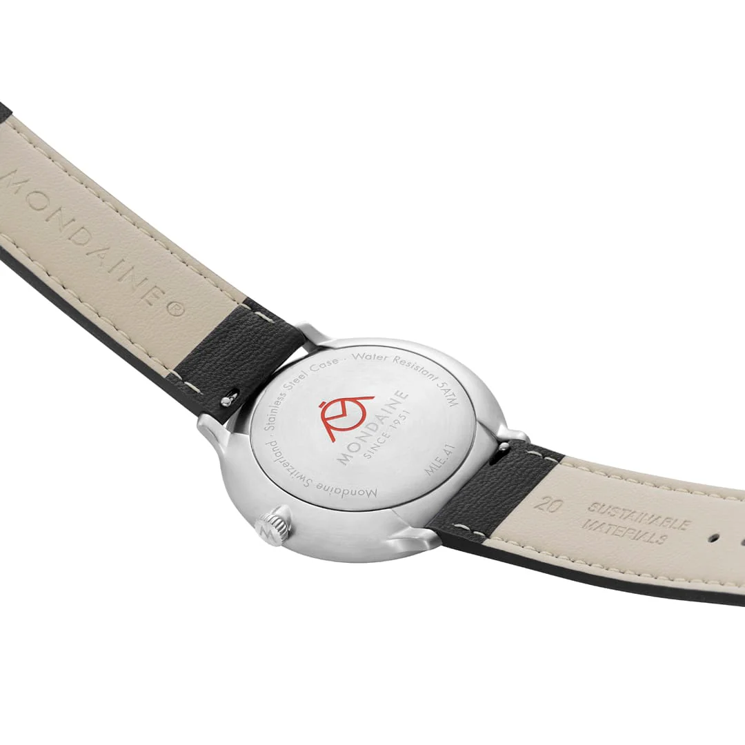 Doppio, Brushed Steel, 41 mm, Black Vegan Grape Leather - Image 3