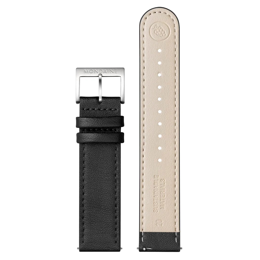 Doppio, Brushed Steel, 41 mm, Black Vegan Grape Leather - Image 5