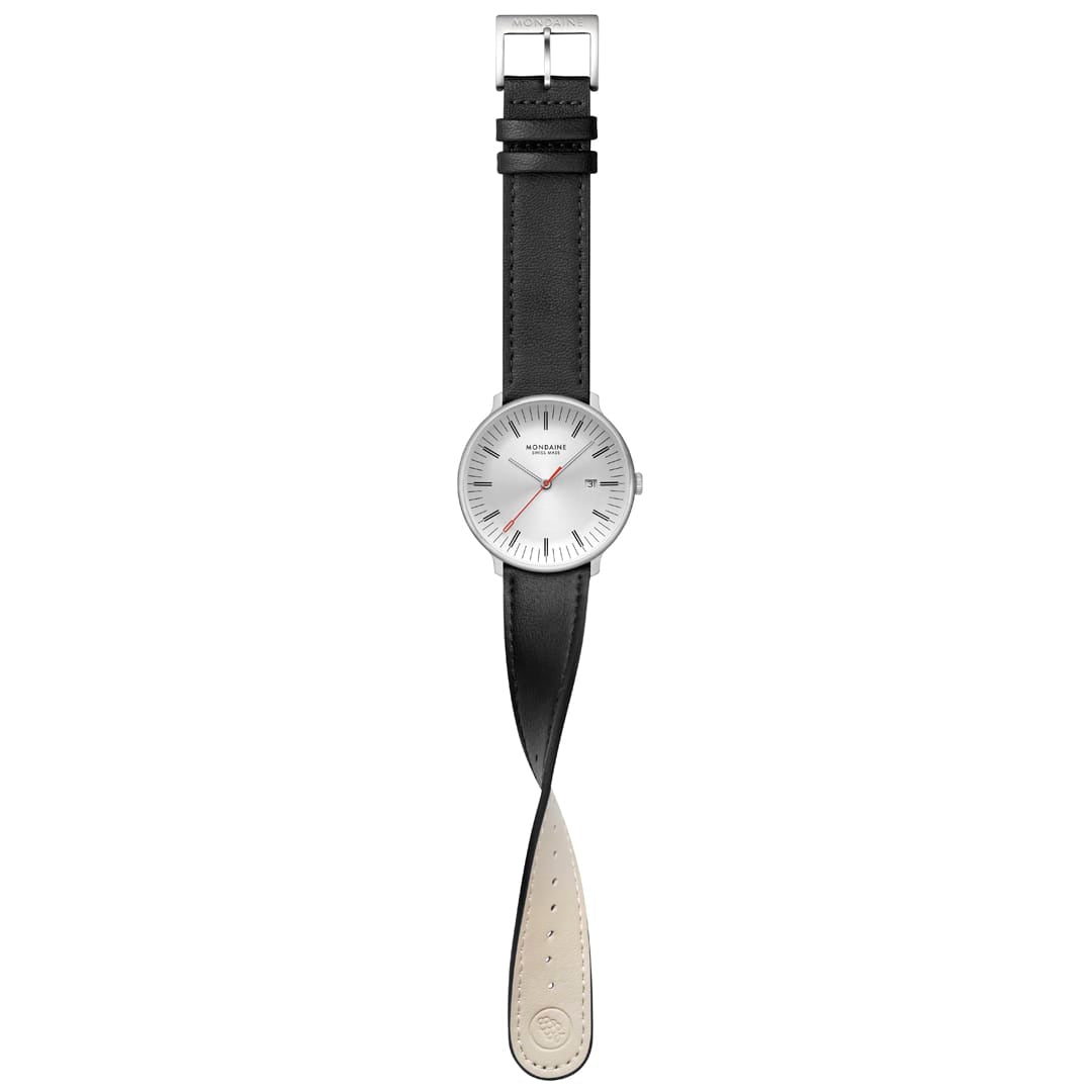 Doppio, Brushed Steel, 41 mm, Black Vegan Grape Leather - Image 7