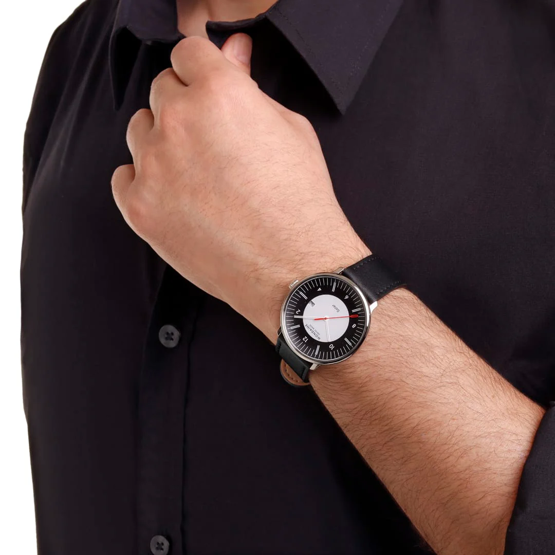 Doppio Solar, Polished Steel, 41 mm, Black Vegan Grape Leather - Image 9