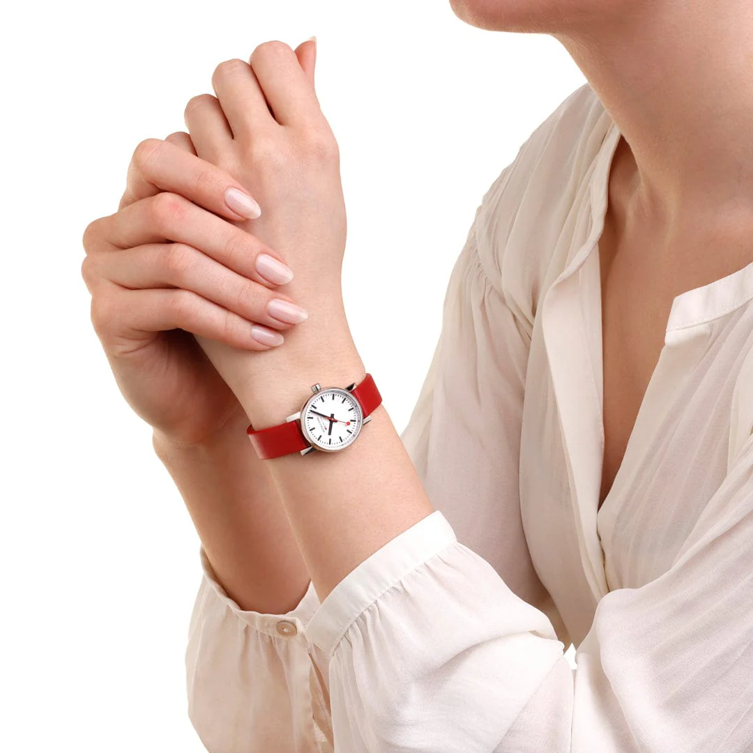 EVO2, Polished Steel, 26 mm, Red Vegan Grape Leather - Image 2