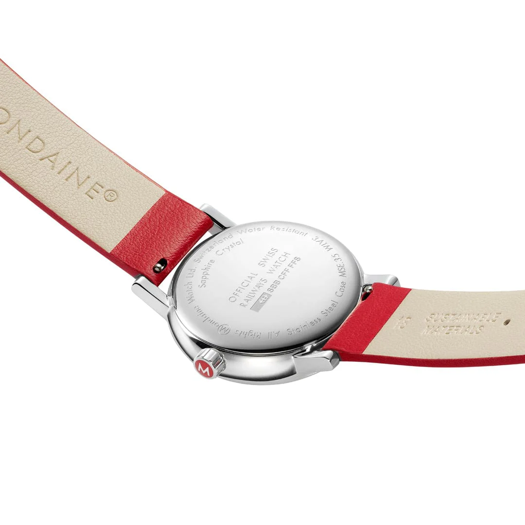 EVO2, Polished Steel, 35 mm, Red Vegan Grape Leather - Image 5