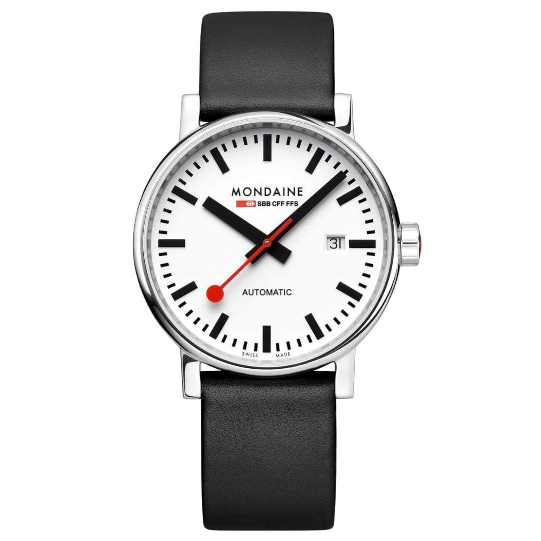 Evo2 Automatic, Polished Steel, 40 mm, Black Vegan Leather