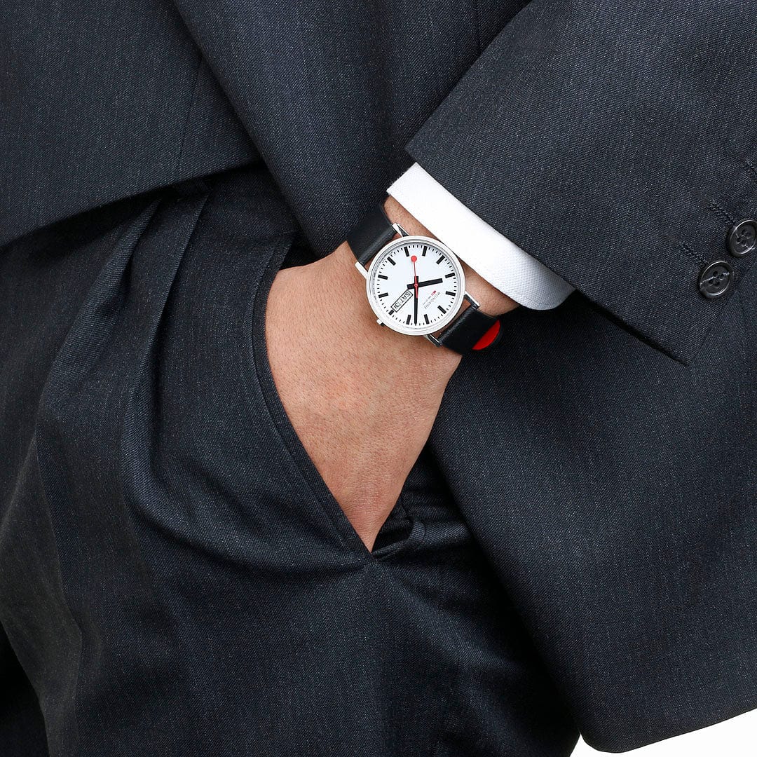 Classic, Polished Steel, 36 mm, Black Vegan Watch - Image 2